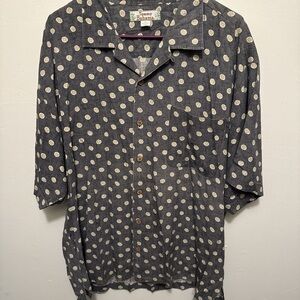 Tommy Bahama Men's Gray Polka Dot Shirt 100% Silk